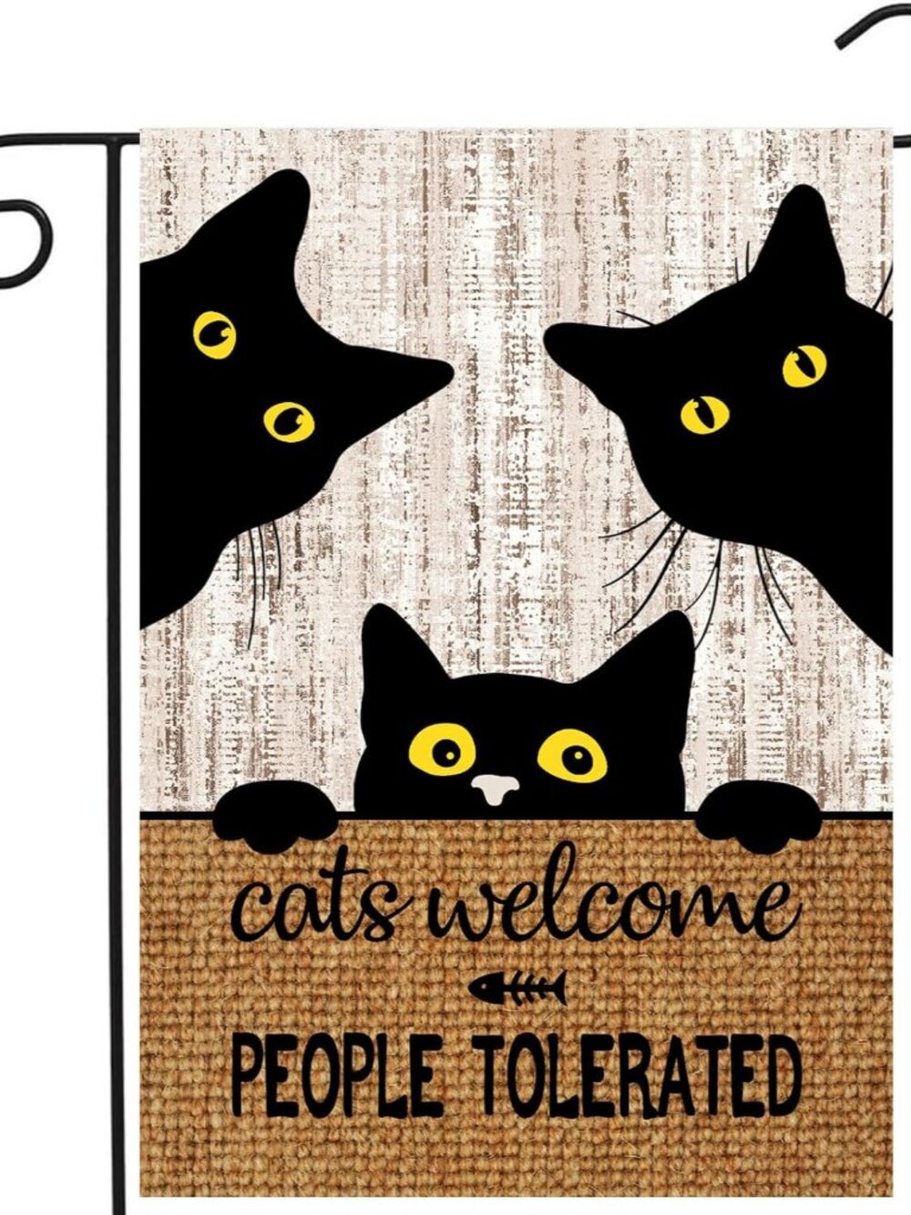 Black Cat Garden Flag Cats Welcome People Tolerated Sign Flag Halloween Banners